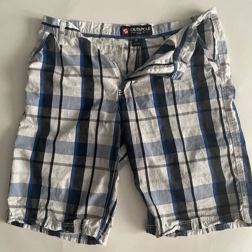 Southpole Shorts Mens 34 Baggy Plaid Y2K Hip Hop Bermuda Skater